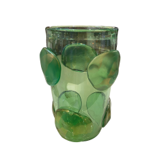 Carlo Colizza Pair of Colizza Green Murano Glass Disc Vases - 4005709