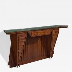 Carlo Enrico Rava Console Table with Walnut Mahogany Brass and Glass Italy - 4771004