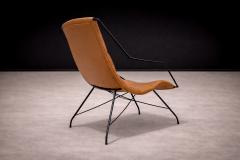 Carlo Hauner Armchair in Brown Leather Iron Carlo Hauner 1950s - 4546506