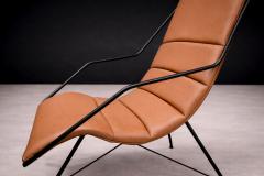 Carlo Hauner Armchair in Brown Leather Iron Carlo Hauner 1950s - 4546509
