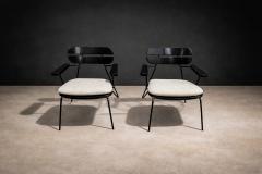 Carlo Hauner Armchairs in Ebonized Wood Metal Carlo Hauner 1950s - 4547102
