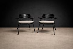 Carlo Hauner Armchairs in Ebonized Wood Metal Carlo Hauner 1950s - 4547104