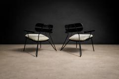 Carlo Hauner Armchairs in Ebonized Wood Metal Carlo Hauner 1950s - 4547107