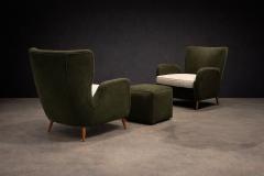 Carlo Hauner Armchairs with Pouf in Cavi na Wood Mohair Boucl by Carlo Hauner Brazil - 4557784