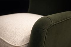 Carlo Hauner Armchairs with Pouf in Cavi na Wood Mohair Boucl by Carlo Hauner Brazil - 4557786