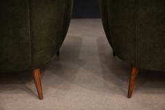 Carlo Hauner Armchairs with Pouf in Cavi na Wood Mohair Boucl by Carlo Hauner Brazil - 4557787