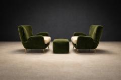 Carlo Hauner Armchairs with Pouf in Cavi na Wood Mohair Boucl by Carlo Hauner Brazil - 4557788