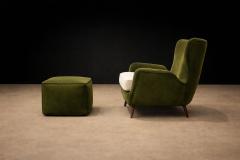 Carlo Hauner Armchairs with Pouf in Cavi na Wood Mohair Boucl by Carlo Hauner Brazil - 4557790