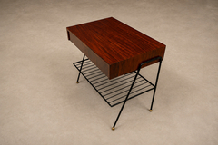 Carlo Hauner Attributed to Carlo Hauner Rosewood Glass and Steel Side Table - 4763783