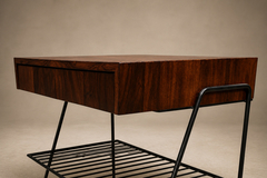 Carlo Hauner Attributed to Carlo Hauner Rosewood Glass and Steel Side Table - 4763784