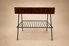 Carlo Hauner Attributed to Carlo Hauner Rosewood Glass and Steel Side Table - 4763785