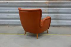 Carlo Hauner Brazilian Armchair with Ottoman in Hardwood and Leather Carlo Hauner c 1950s - 3781319