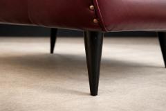 Carlo Hauner Brazilian Armchairs in Hardwood Burgundy Leather Boucl by Carlo Hauner - 4525266