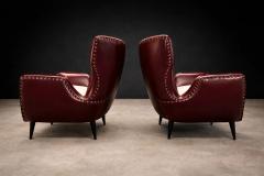 Carlo Hauner Brazilian Armchairs in Hardwood Burgundy Leather Boucl by Carlo Hauner - 4525267