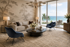 Carlo Hauner Brazilian Concha Armchairs in Iron and Dedars Blue Mohair Carlo Hauner - 4707640