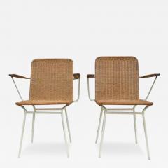 Carlo Hauner Brazilian Mid Century Pair of Armchairs in Cane Iron by Carlo Hauner c 1950s - 3855472