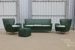 Carlo Hauner Brazilian Mid Century Sofa in Hardwood Leather and Fabric by Carlo Hauner 1950s - 3761414