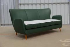 Carlo Hauner Brazilian Mid Century Sofa in Hardwood Leather and Fabric by Carlo Hauner 1950s - 3761417