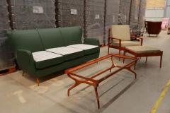 Carlo Hauner Brazilian Mid Century Sofa in Hardwood Leather and Fabric by Carlo Hauner 1950s - 3761418