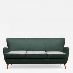 Carlo Hauner Brazilian Mid Century Sofa in Hardwood Leather and Fabric by Carlo Hauner 1950s - 3803248