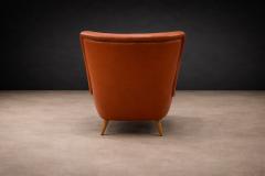 Carlo Hauner Brazilian Modern Armchair Ottoman in Hardwood Leather by Carlo Hauner 1950s - 4576839