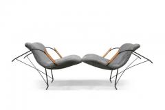 Carlo Hauner Brazilian Modern Armchair Set in Velvet Hardwood Metal by Carlo Hauner 1950s - 3186372