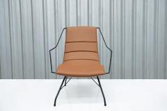 Carlo Hauner Brazilian Modern Armchair in Brown Leather Iron Carlo Hauner 1950s Brazil - 3186655