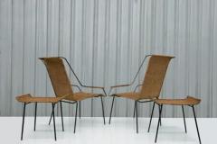 Carlo Hauner Brazilian Modern Armchairs Stools Set in Cane Iron Att Carlo Hauner 1950s - 3186834