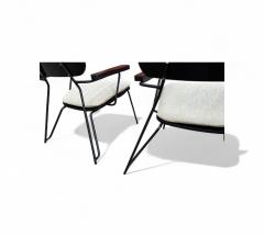 Carlo Hauner Brazilian Modern Armchairs in Ebonized Wood Metal Carlo Hauner 1950s - 4417077
