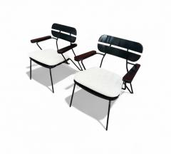 Carlo Hauner Brazilian Modern Armchairs in Ebonized Wood Metal Carlo Hauner 1950s - 4417080