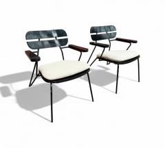 Carlo Hauner Brazilian Modern Armchairs in Ebonized Wood Metal Carlo Hauner 1950s - 4417082