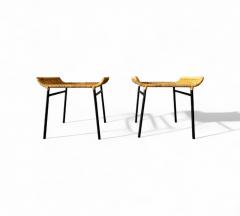 Carlo Hauner Brazilian Modern Caned Stools with Iron Frame Carlo Hauner 1950s - 4416906