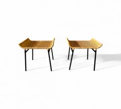 Carlo Hauner Brazilian Modern Caned Stools with Iron Frame Carlo Hauner 1950s - 4416907