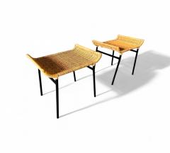 Carlo Hauner Brazilian Modern Caned Stools with Iron Frame Carlo Hauner 1950s - 4416909