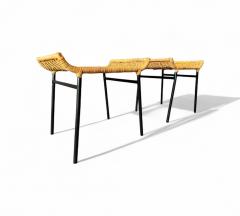 Carlo Hauner Brazilian Modern Caned Stools with Iron Frame Carlo Hauner 1950s - 4416910