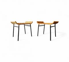 Carlo Hauner Brazilian Modern Caned Stools with Iron Frame Carlo Hauner 1950s - 4416911