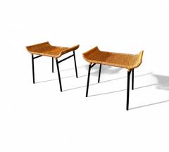 Carlo Hauner Brazilian Modern Caned Stools with Iron Frame Carlo Hauner 1950s - 4416913