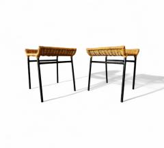 Carlo Hauner Brazilian Modern Caned Stools with Iron Frame Carlo Hauner 1950s - 4416914