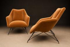 Carlo Hauner Brazilian Modern Concha Armchairs in Iron Burnt Caramel Mohair Carlo Hauner - 4597062