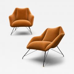 Carlo Hauner Brazilian Modern Concha Armchairs in Iron Burnt Caramel Mohair Carlo Hauner - 4601254