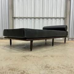 Carlo Hauner Brazilian Modern Daybed in Hardwood Black Leather Carlo Hauner Brazil 1950s - 3511553