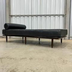 Carlo Hauner Brazilian Modern Daybed in Hardwood Black Leather Carlo Hauner Brazil 1950s - 3511562