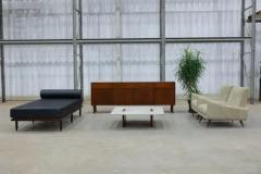 Carlo Hauner Brazilian Modern Daybed in Hardwood Black Leather Carlo Hauner Brazil 1950s - 3511566