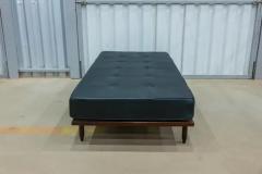 Carlo Hauner Brazilian Modern Daybed in Hardwood Black Leather Carlo Hauner Brazil 1950s - 3511572