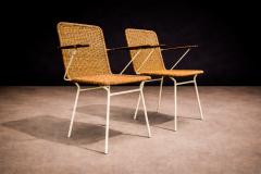 Carlo Hauner Brazilian Modern Pair of Armchairs in Cane Iron Carlo Hauner 1950s - 4548122