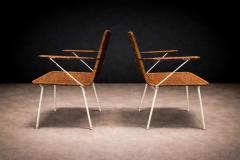 Carlo Hauner Brazilian Modern Pair of Armchairs in Cane Iron Carlo Hauner 1950s - 4548127