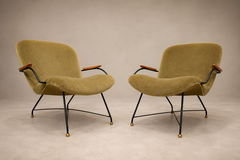 Carlo Hauner Brazilian Modern Pair of Armchairs in Rosewood Metal Velvet by Carlo Hauner - 4712582