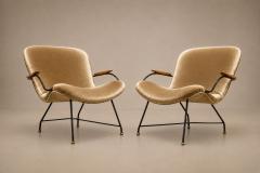 Carlo Hauner Brazilian Modern Pair of Armchairs in Rosewood Mohair Steel by Carlo Hauner - 4596944