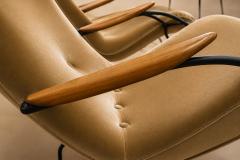 Carlo Hauner Brazilian Modern Pair of Armchairs in Rosewood Mohair Steel by Carlo Hauner - 4596945