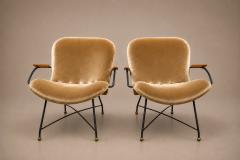 Carlo Hauner Brazilian Modern Pair of Armchairs in Rosewood Mohair Steel by Carlo Hauner - 4596946